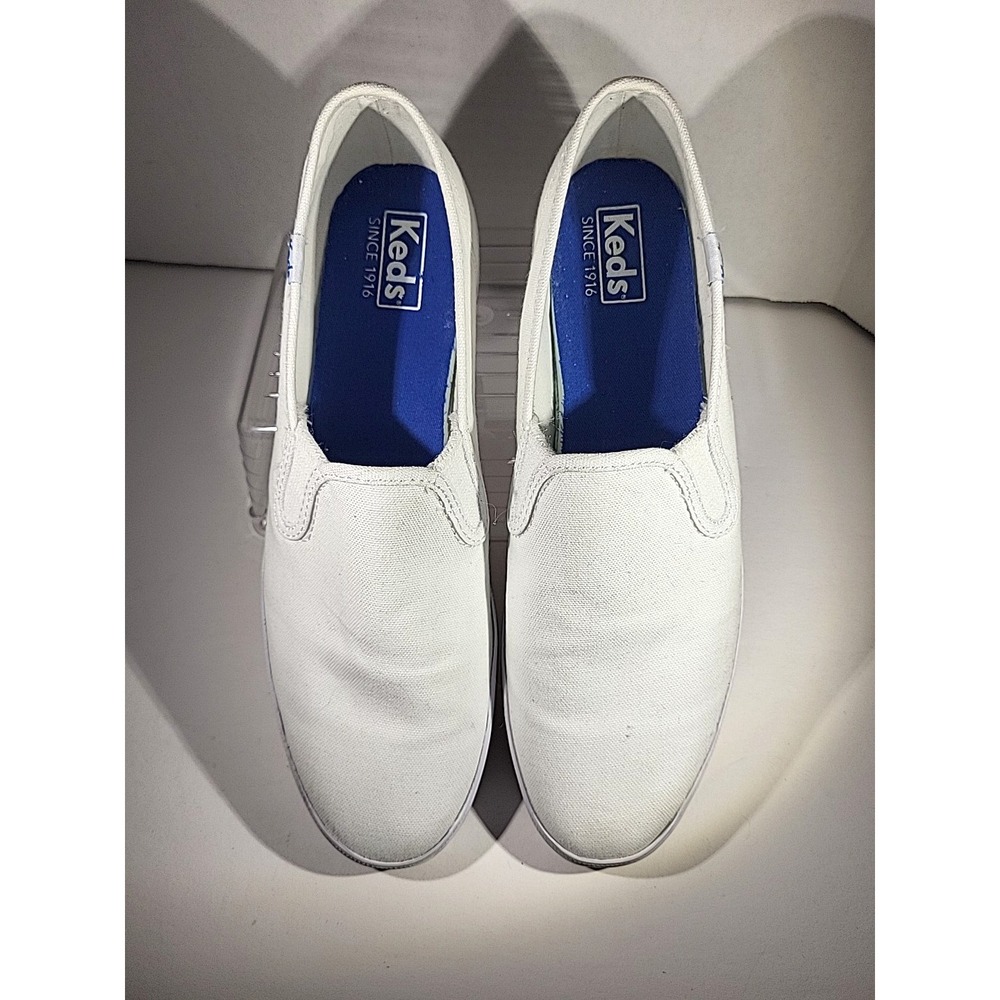 Keds‎ Women's Double Decker Slip‑On Sneakers White Canvas Size 10 - Picture 2 of 8